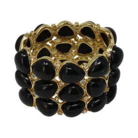 3 Row Gold Black Rounded Bracelet