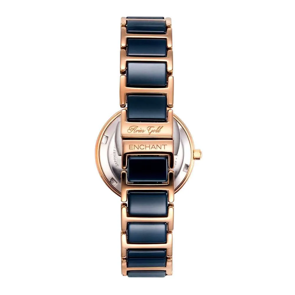 ARIES GOLD ENCHANT L 5037Z RG-BU BLUE CERAMIC WOMEN'S WATCH