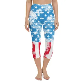 Artsy American Flag Yoga Capris