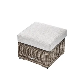 Bellagio Round Wicker Outdoor Footstool, Natural