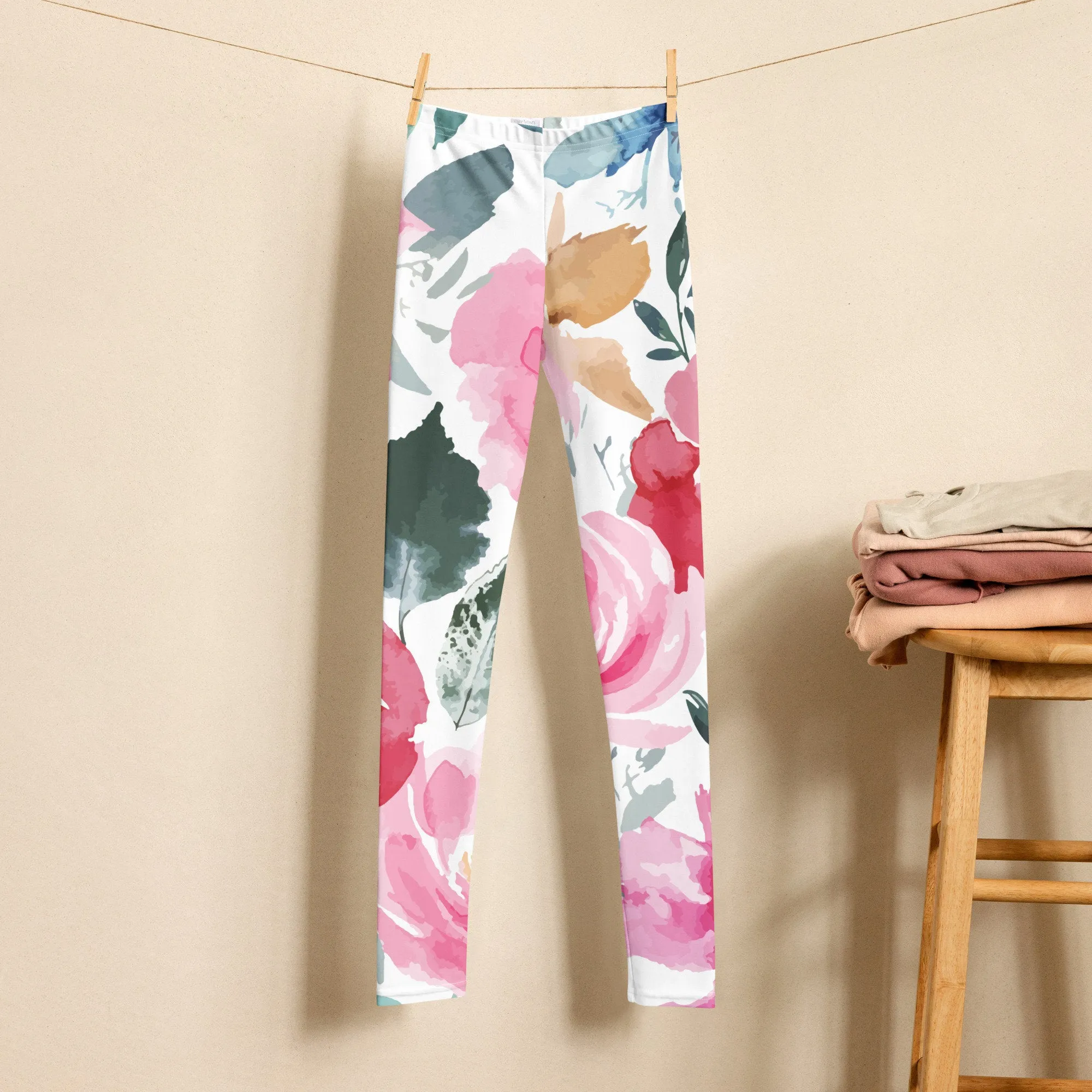 Bold Floral Pattern Youth Leggings