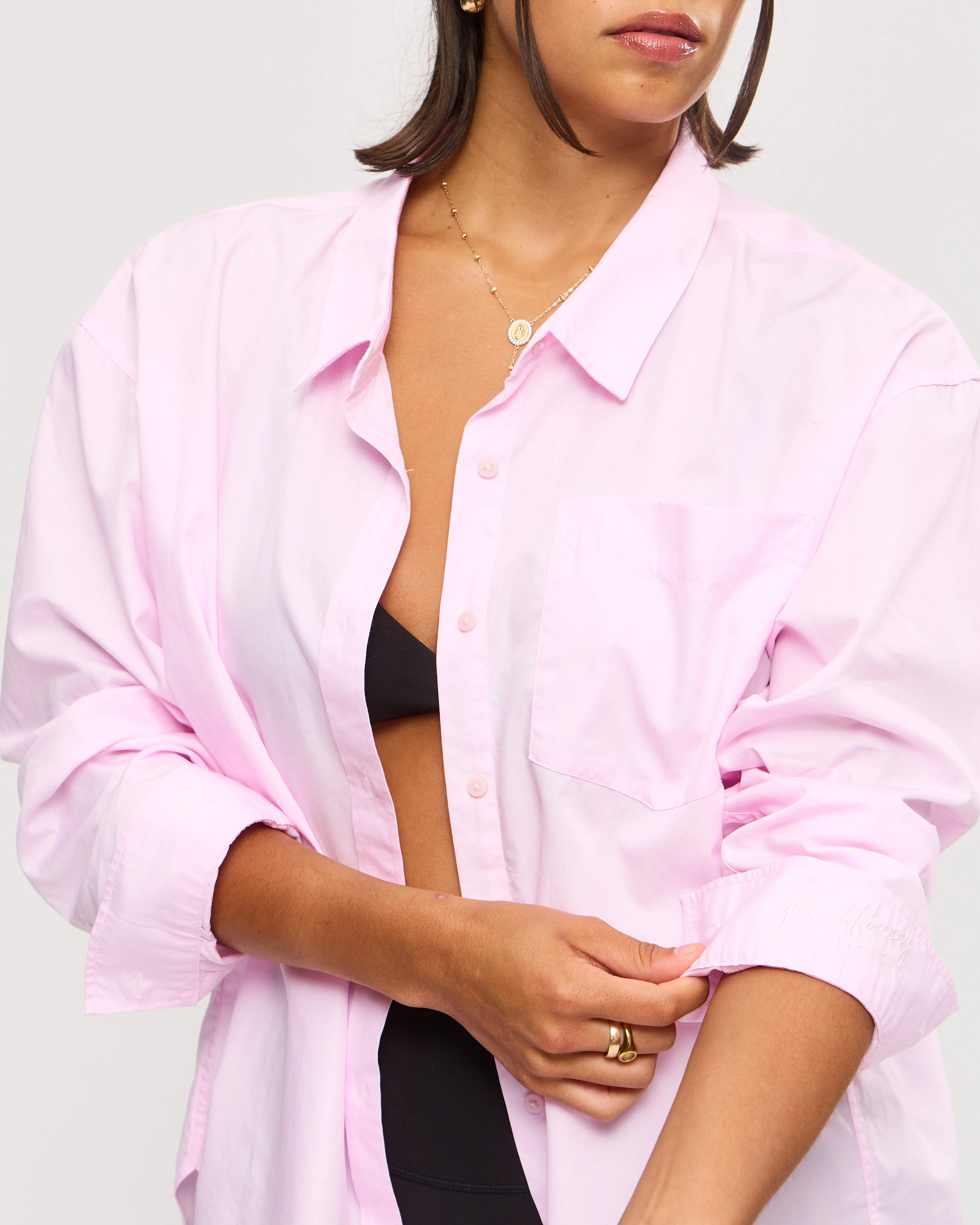 Boyfriend Button Up Shirt - Pink