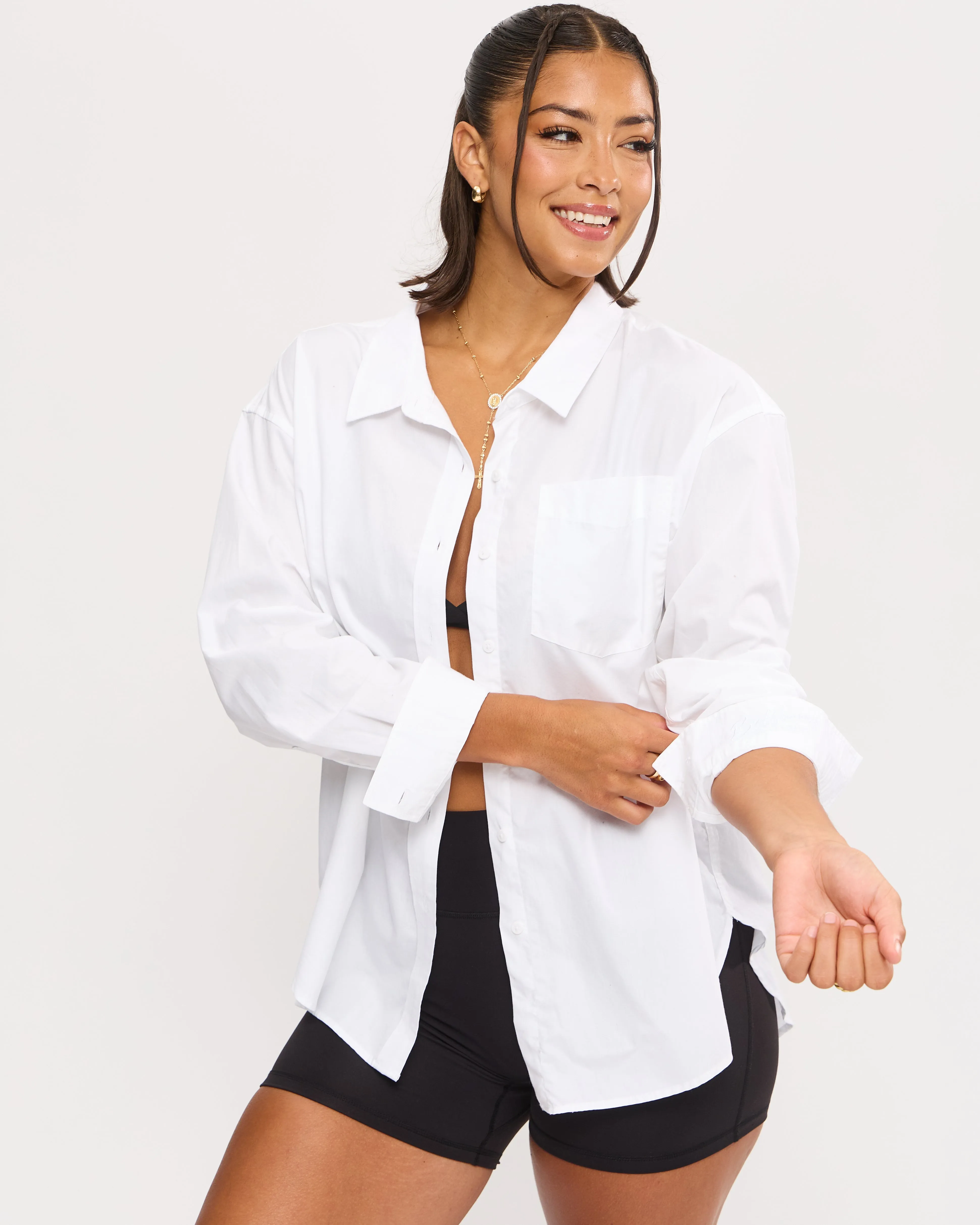 Boyfriend Button Up Shirt - White