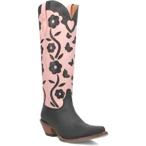 Dingo's Goodness Gracious Black and Pink Leather Almond Toe Boots