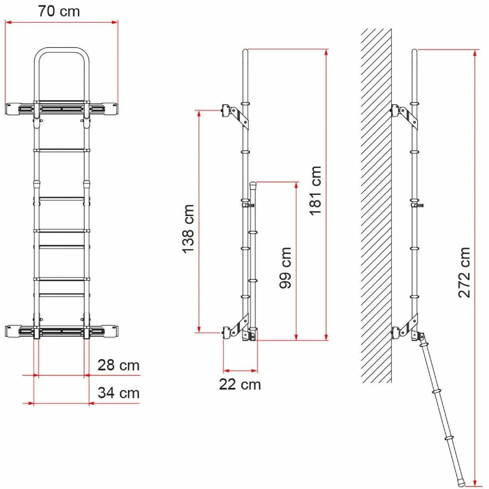 Fiamma Deluxe Sprinter Folding Van Ladder