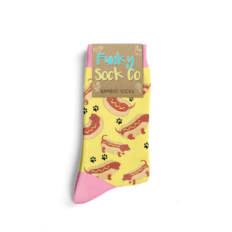 Funky Sock Co Bamboo Socks - Sausage Dogs in Buns