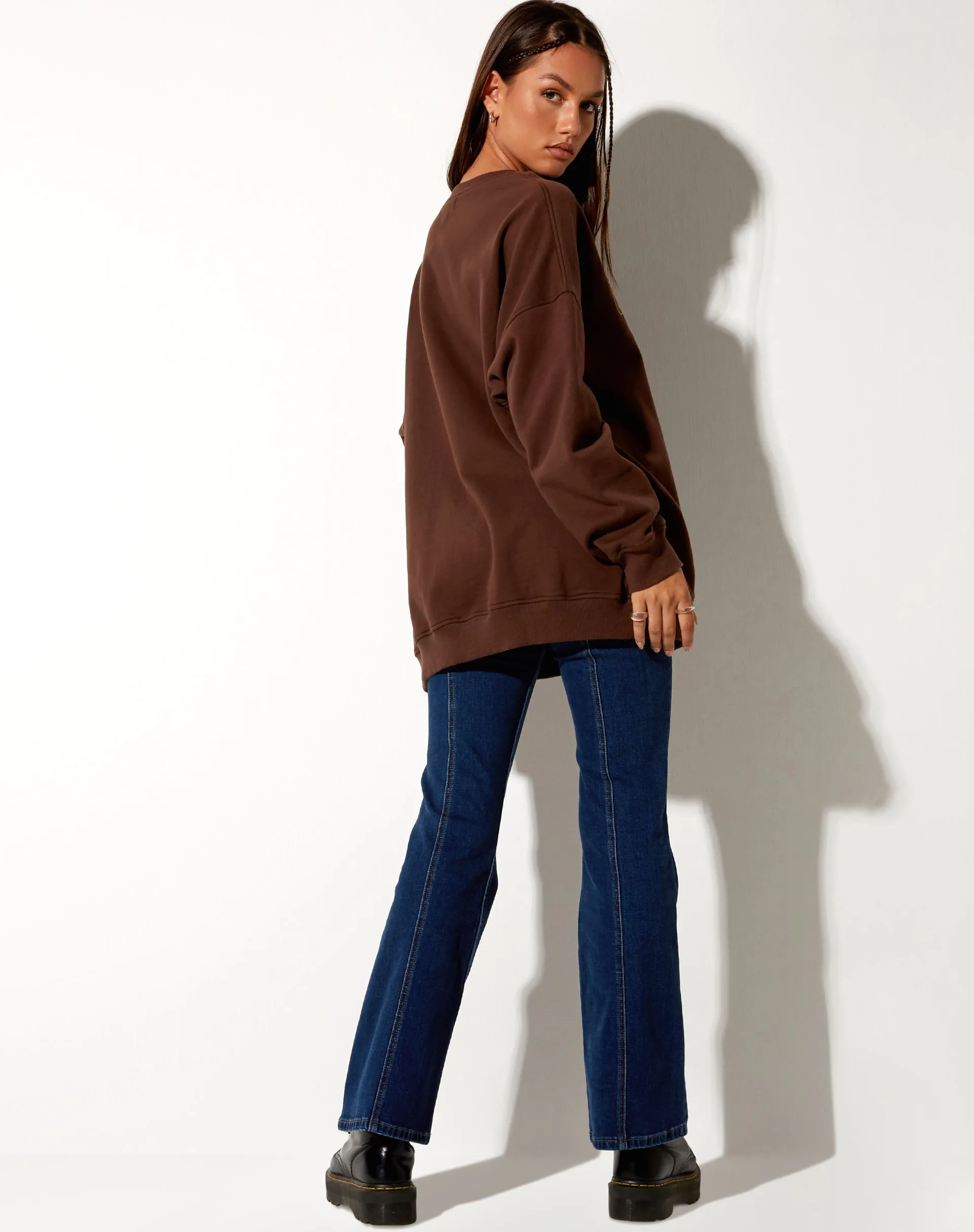 Glo Sweatshirt in Deep Mahogany with 'Cowgirl' Gold Embro