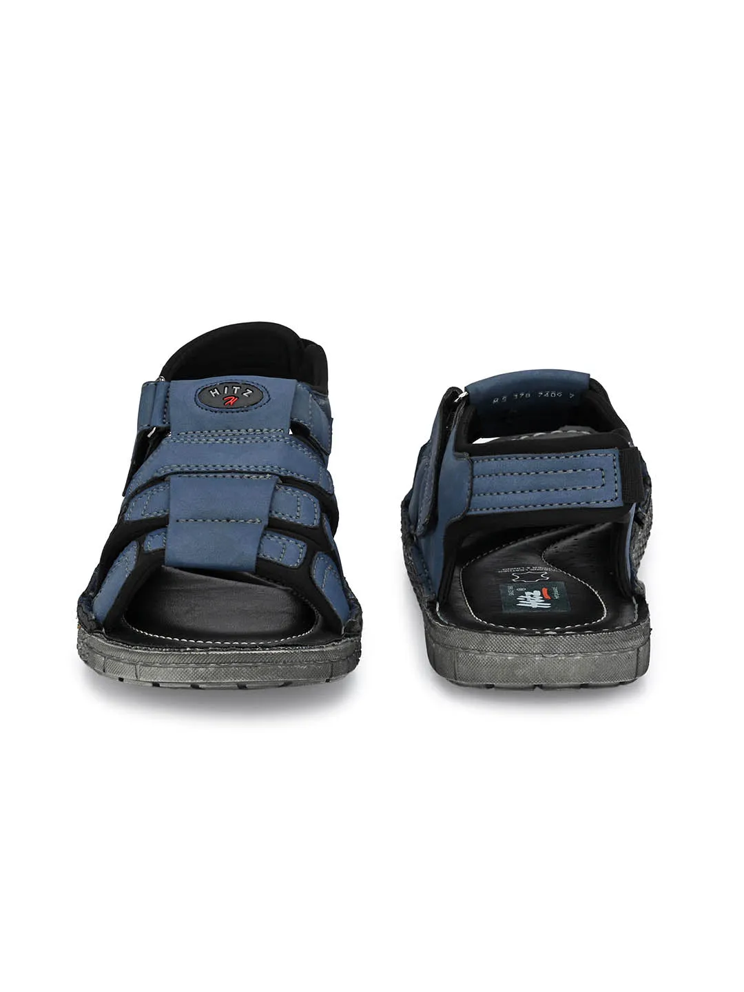 Hitz Men's Blue Synthetic Casual Sandals with Velcro Closure