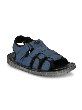 Hitz Men's Blue Synthetic Casual Sandals with Velcro Closure