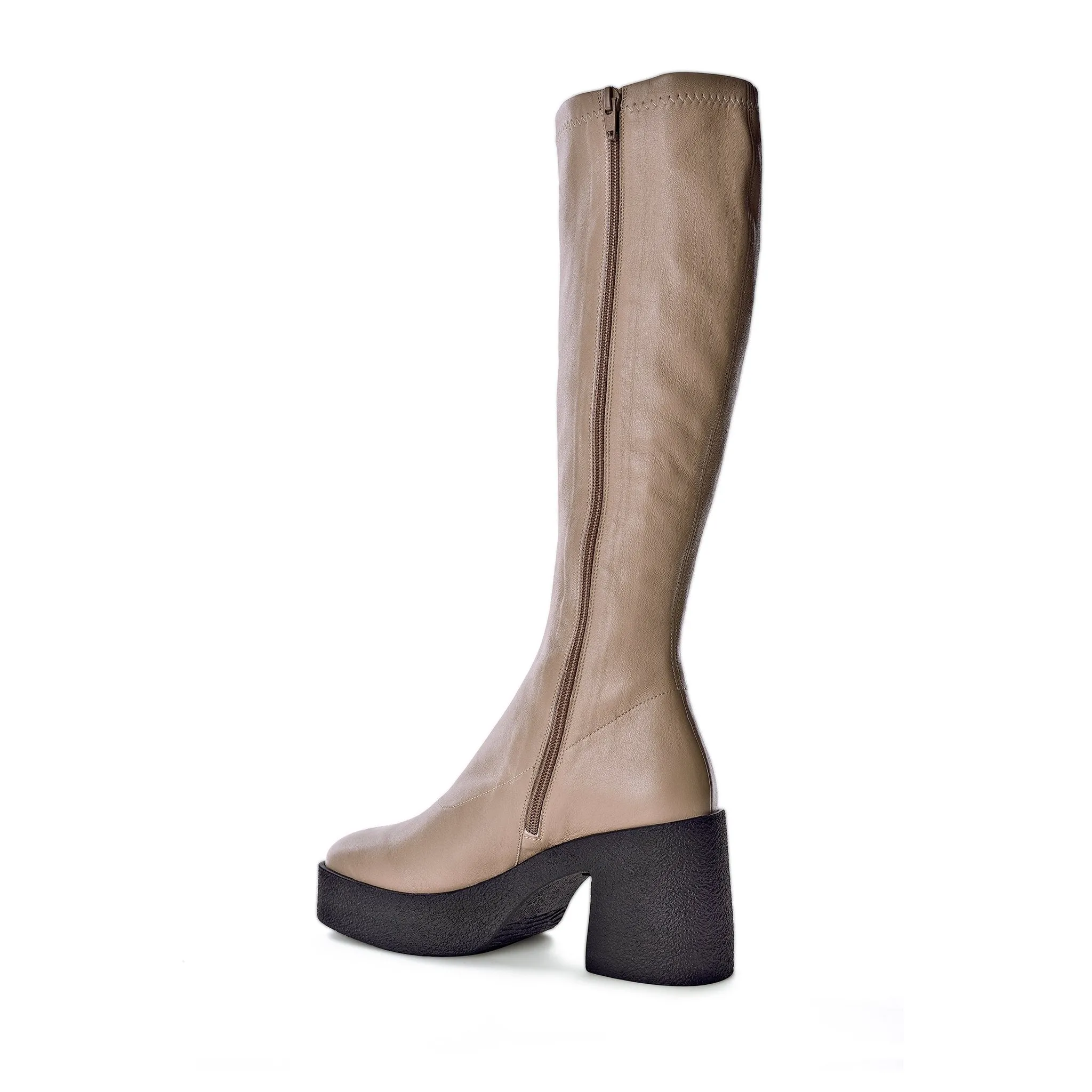 Izumi Sand Stretch Leather Chunky Boots