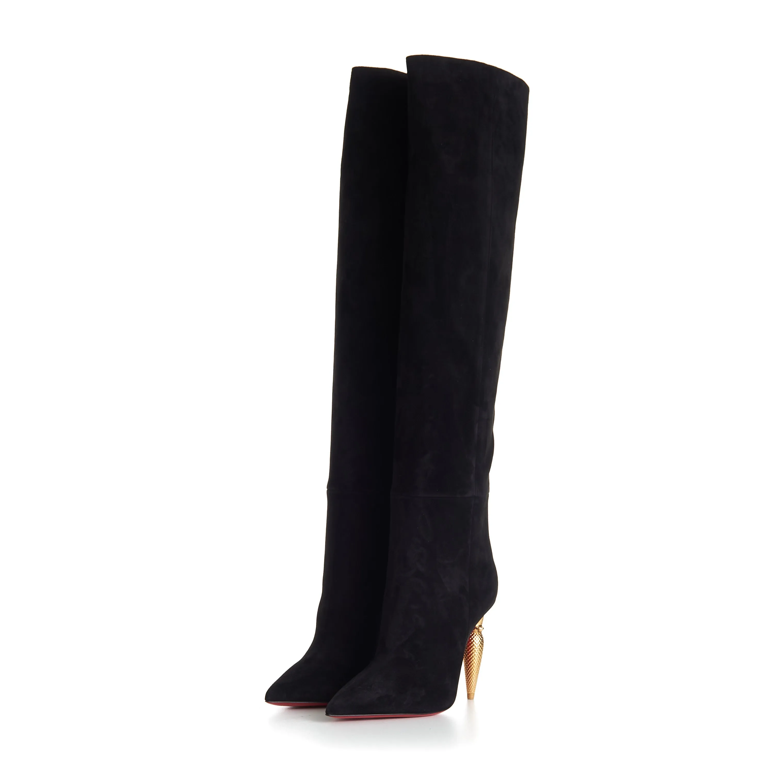 Lipbotta 100mm Over-The-Knee Boots - Stretch Suede - Black