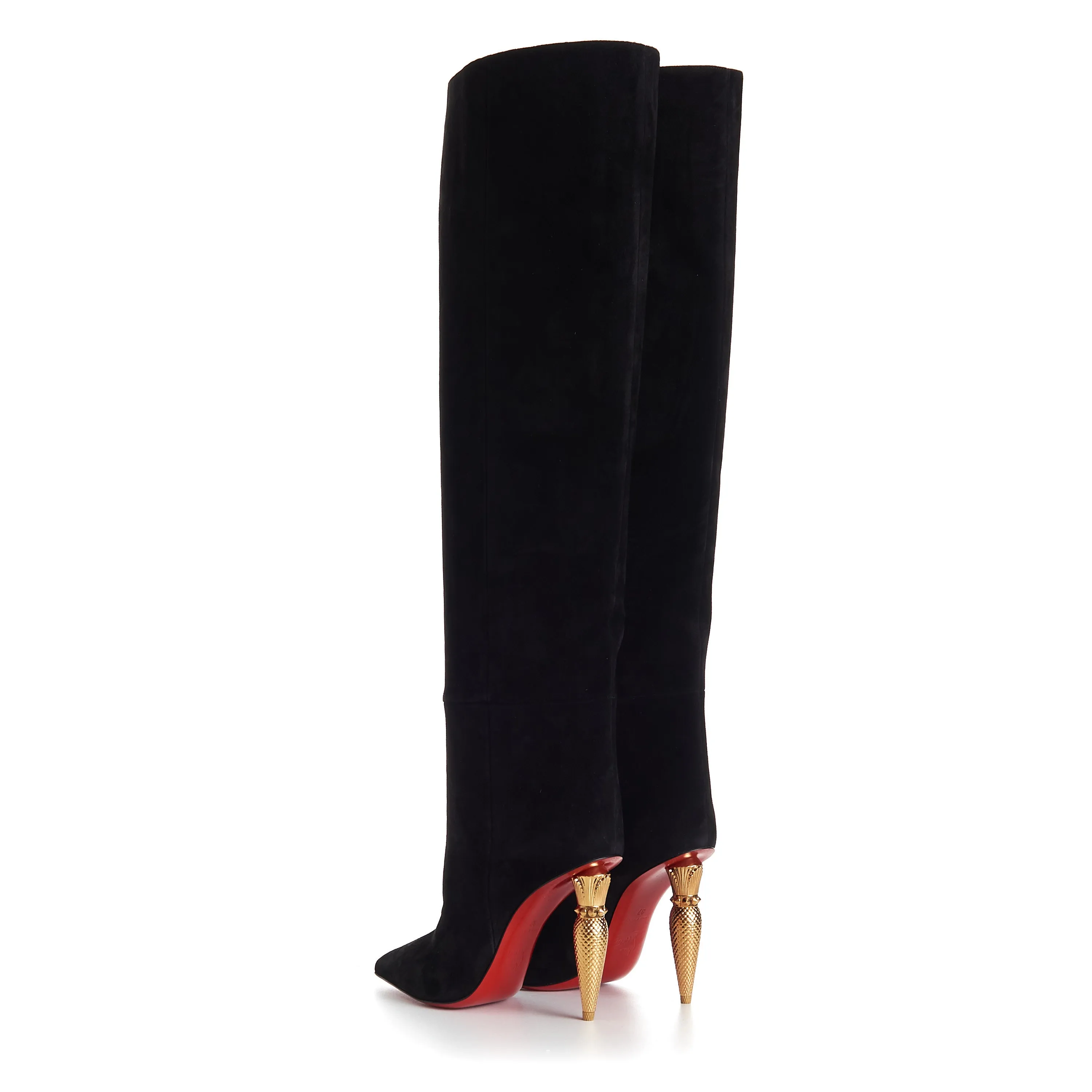 Lipbotta 100mm Over-The-Knee Boots - Stretch Suede - Black