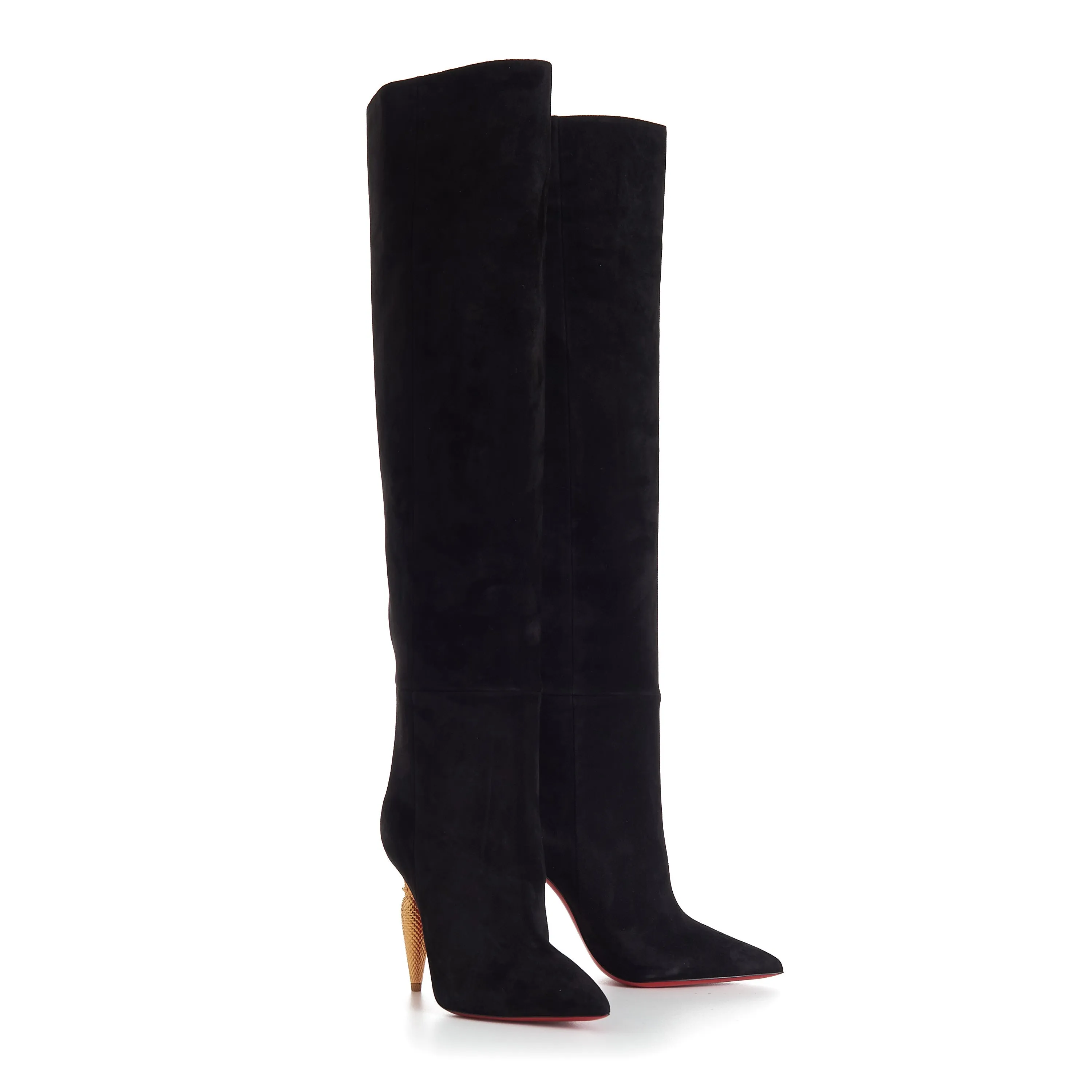 Lipbotta 100mm Over-The-Knee Boots - Stretch Suede - Black