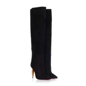 Lipbotta 100mm Over-The-Knee Boots - Stretch Suede - Black