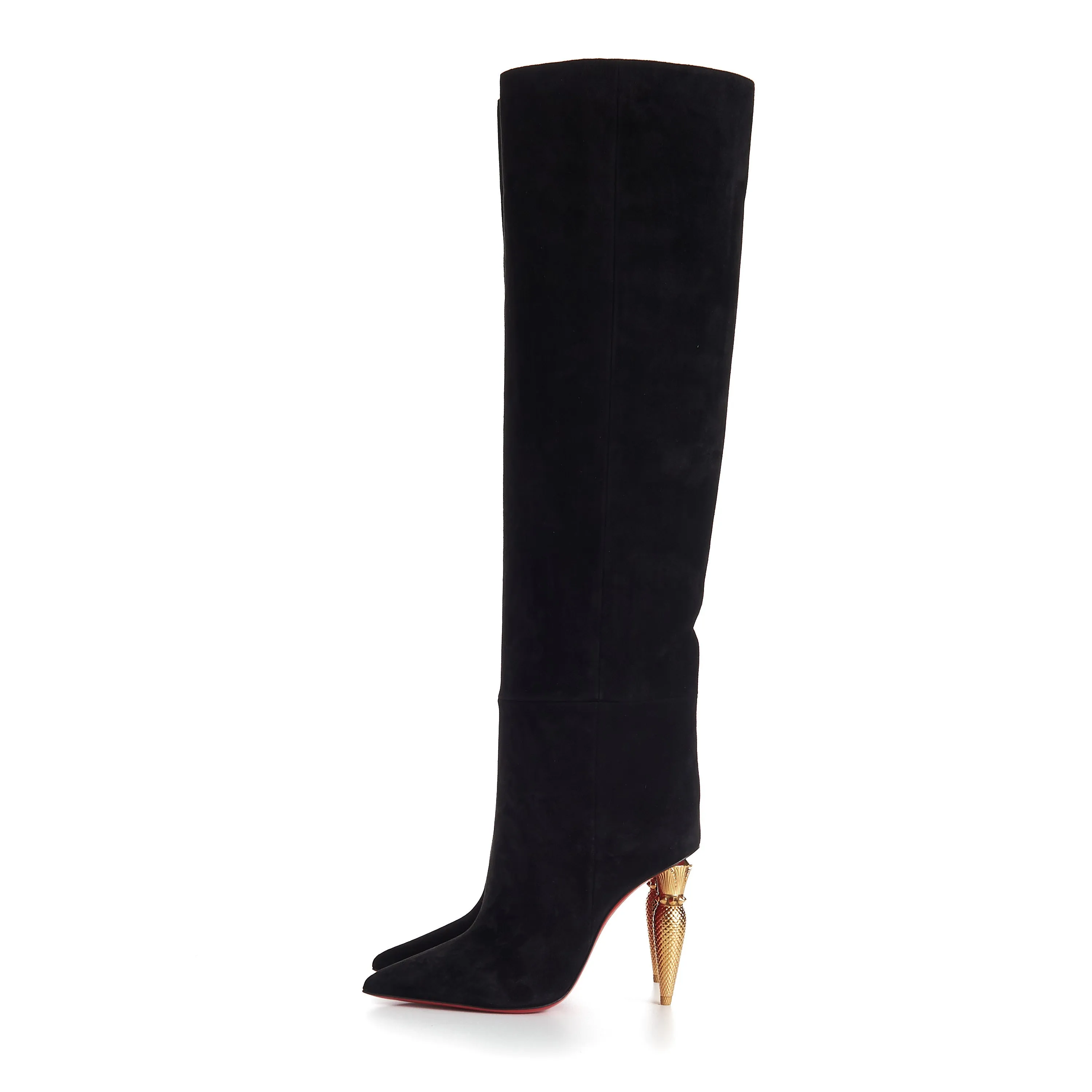 Lipbotta 100mm Over-The-Knee Boots - Stretch Suede - Black