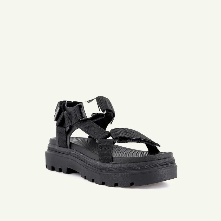 PALLACRUISE STRAP WOMEN'S SANDALS - BLACK/BLACK