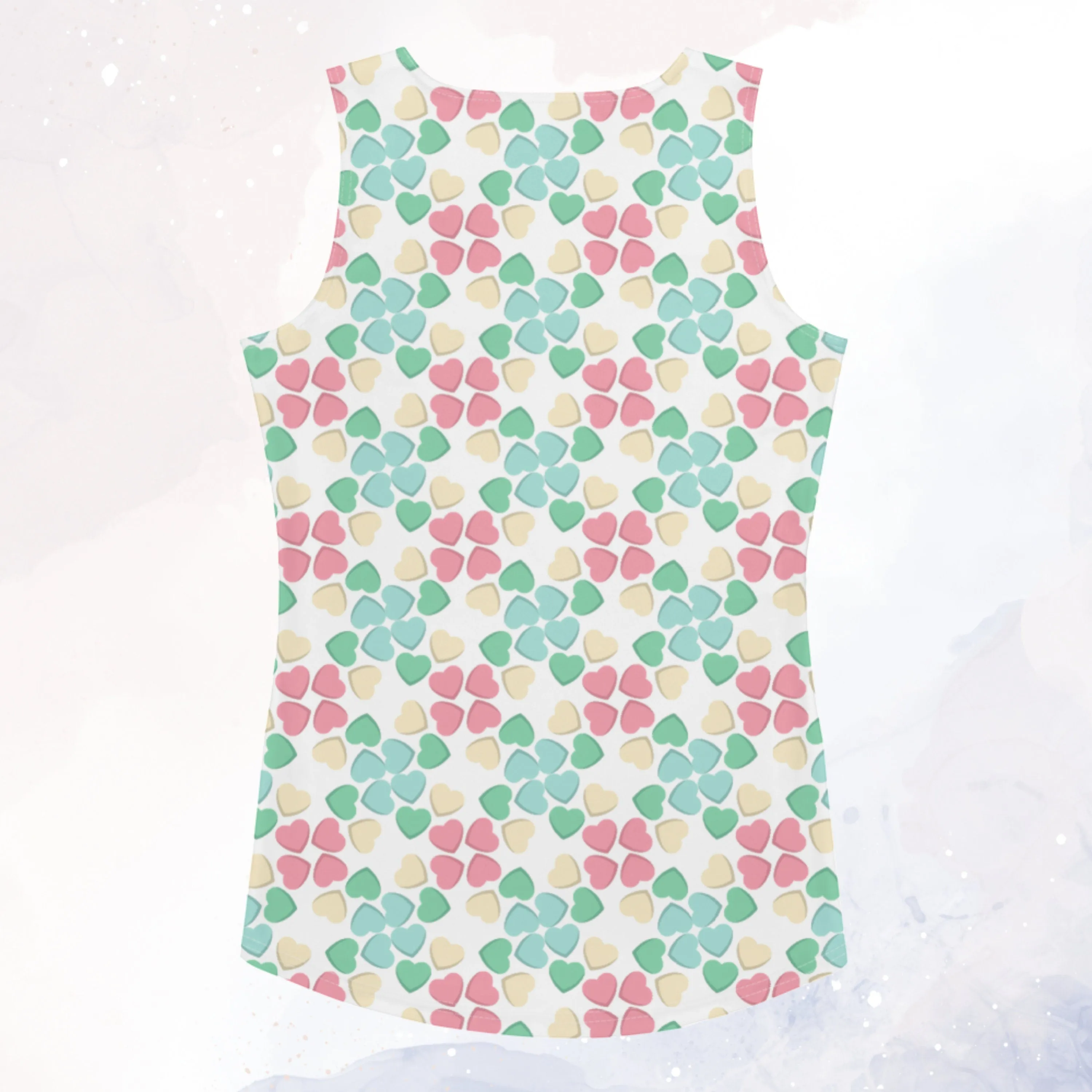 Pastel Candy Hearts Sublimation Tank Top