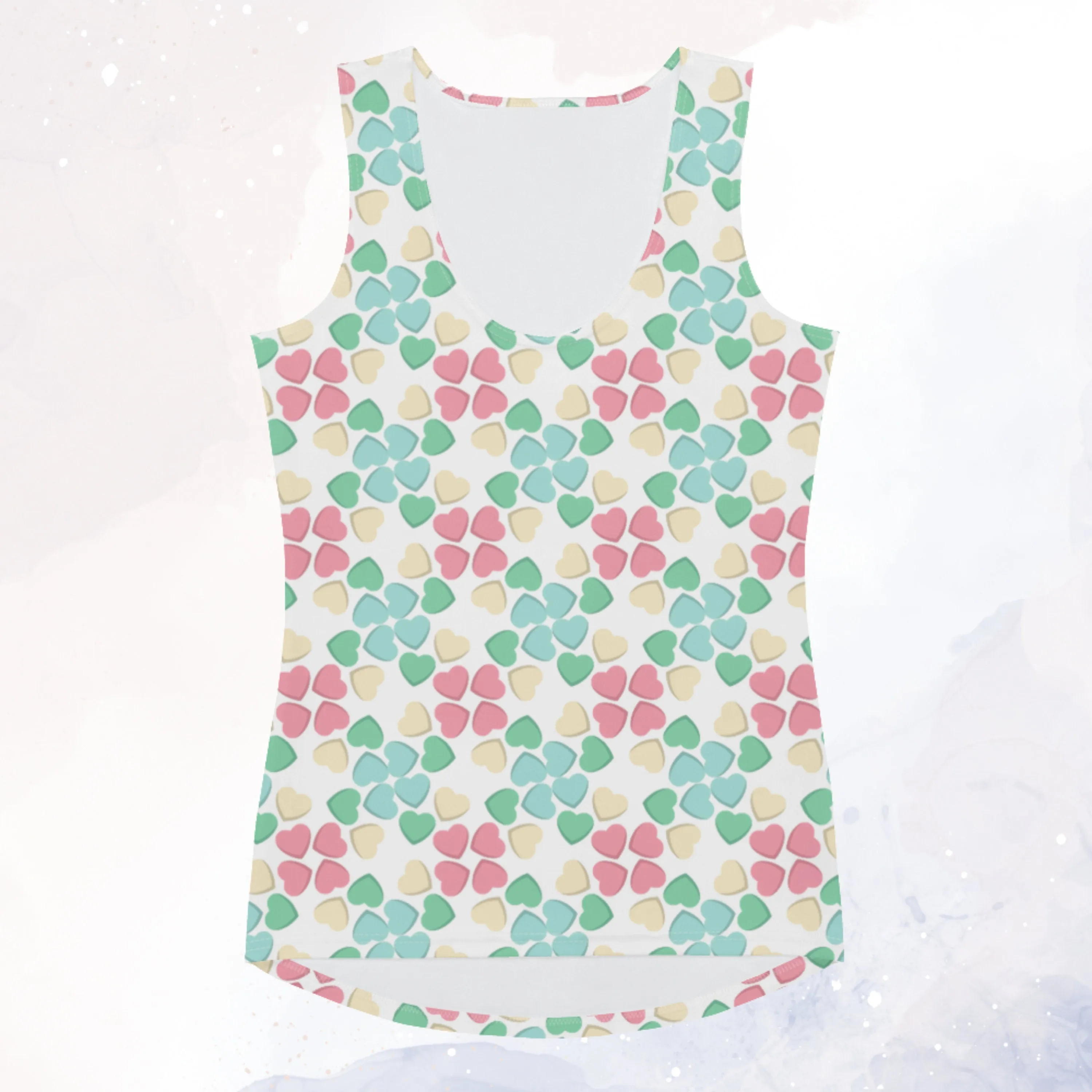 Pastel Candy Hearts Sublimation Tank Top