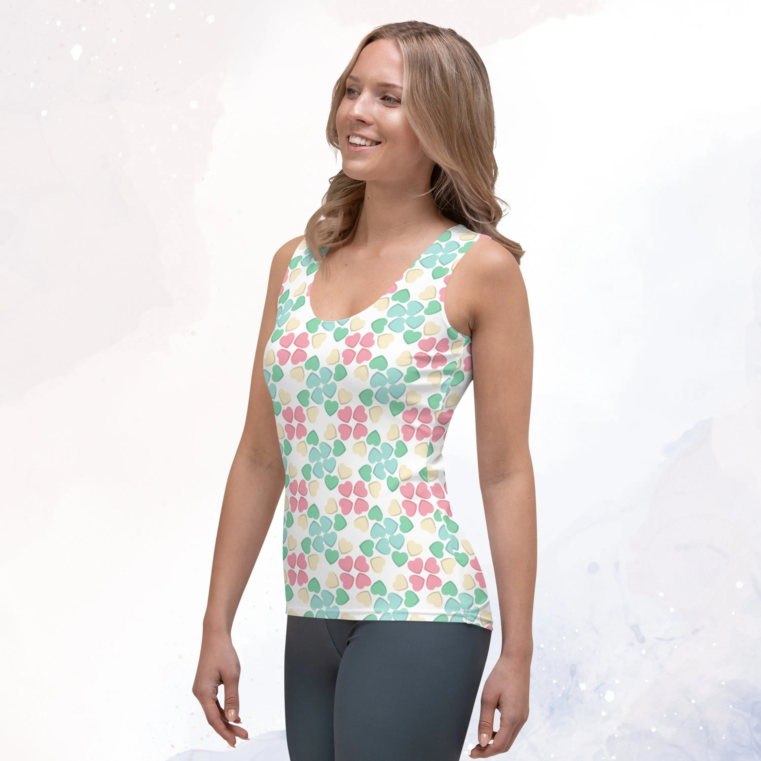 Pastel Candy Hearts Sublimation Tank Top