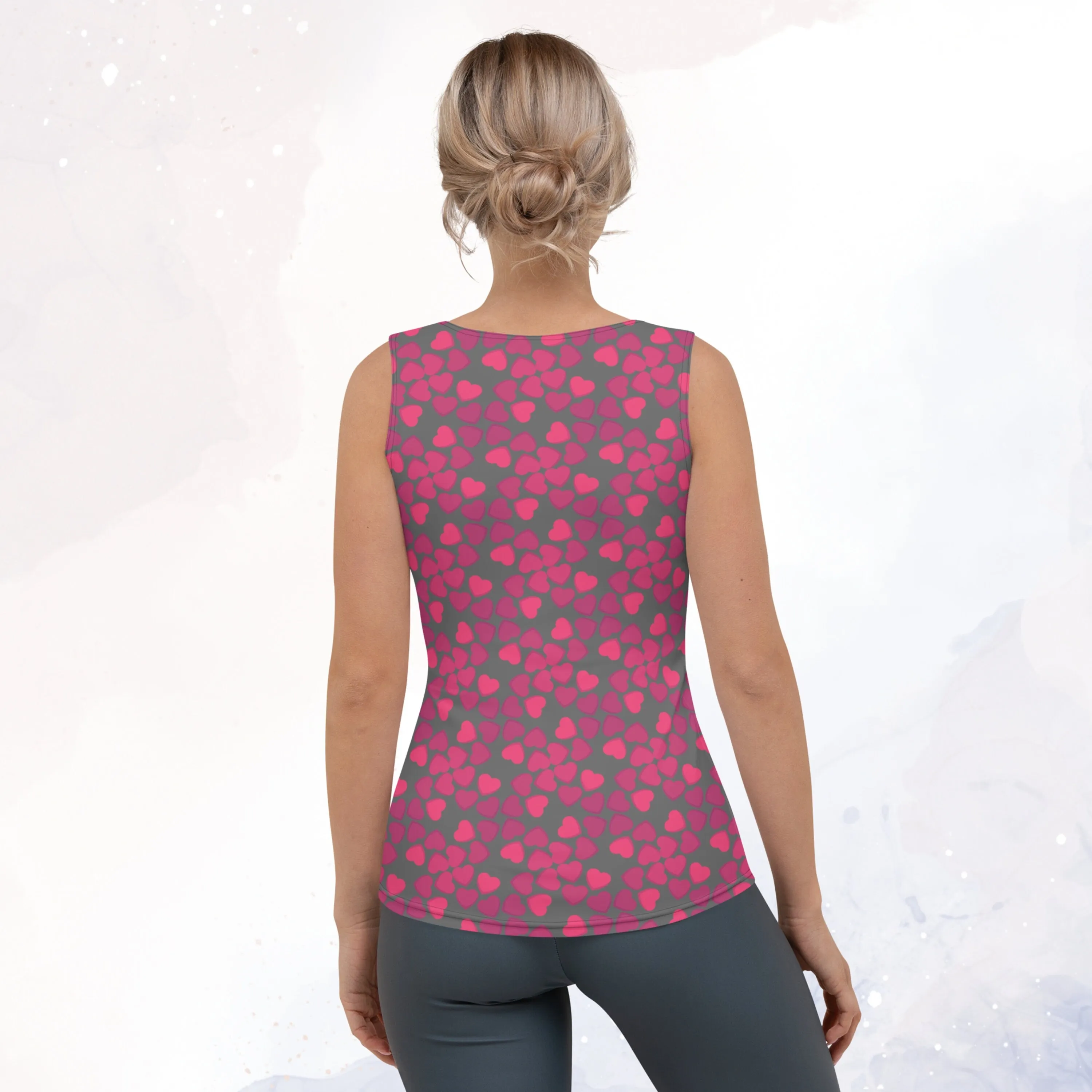 Pink and Grey Hearts Sublimation Tank Top