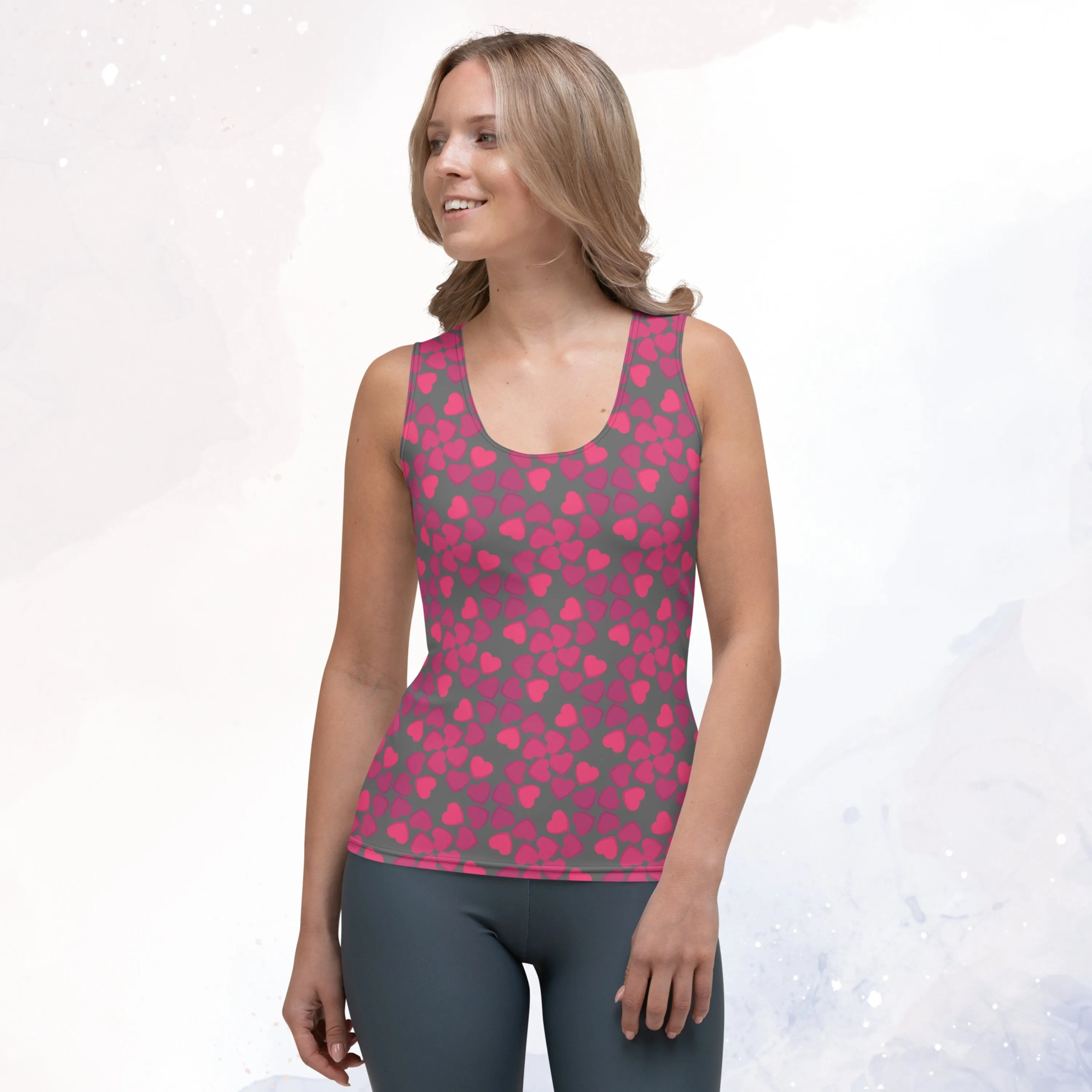 Pink and Grey Hearts Sublimation Tank Top