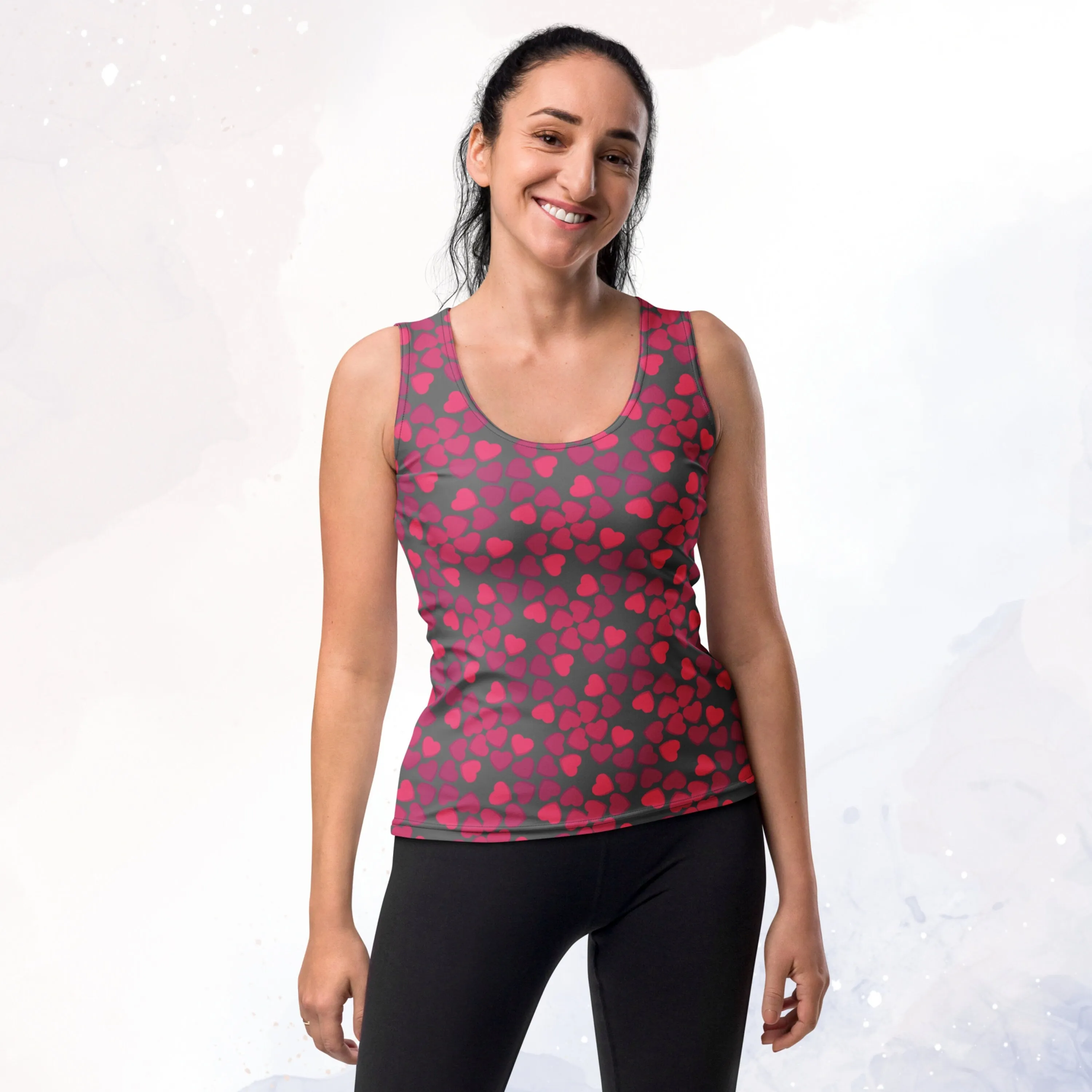 Pink and Grey Hearts Sublimation Tank Top