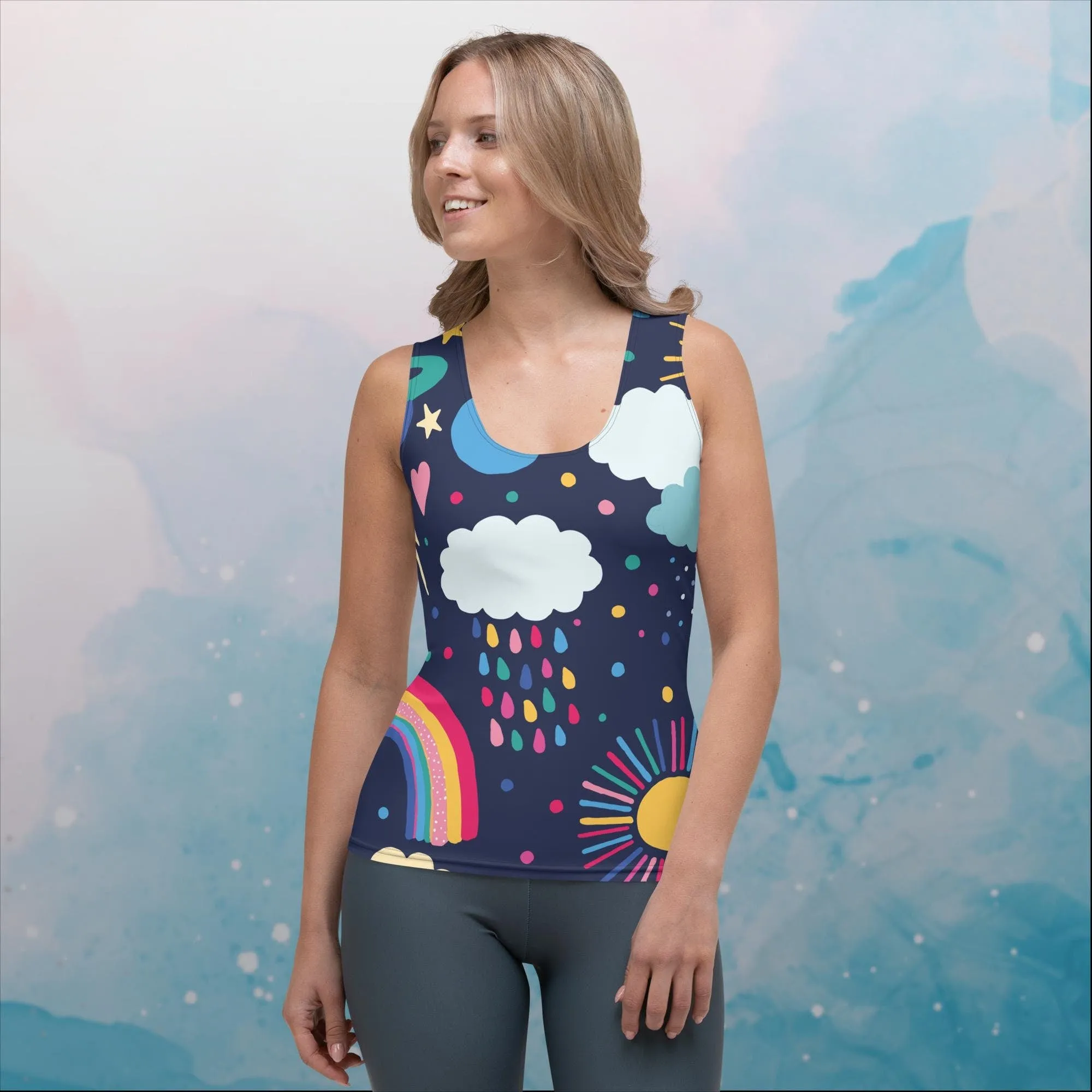 Rainbows and Rain Clouds Weather Themed Sublimation Tank Top