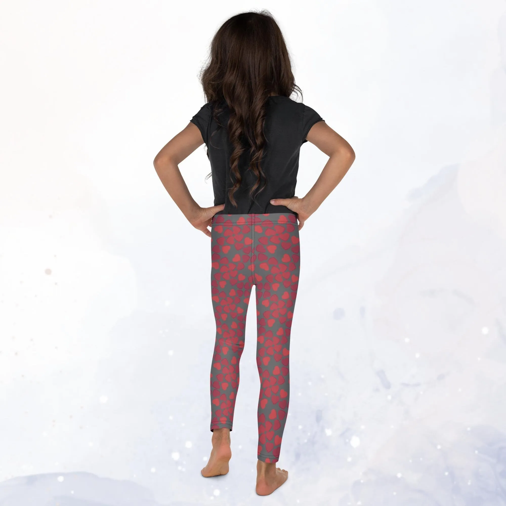 Red and Grey Valentine Hearts Kid's Leggings Fashion for School