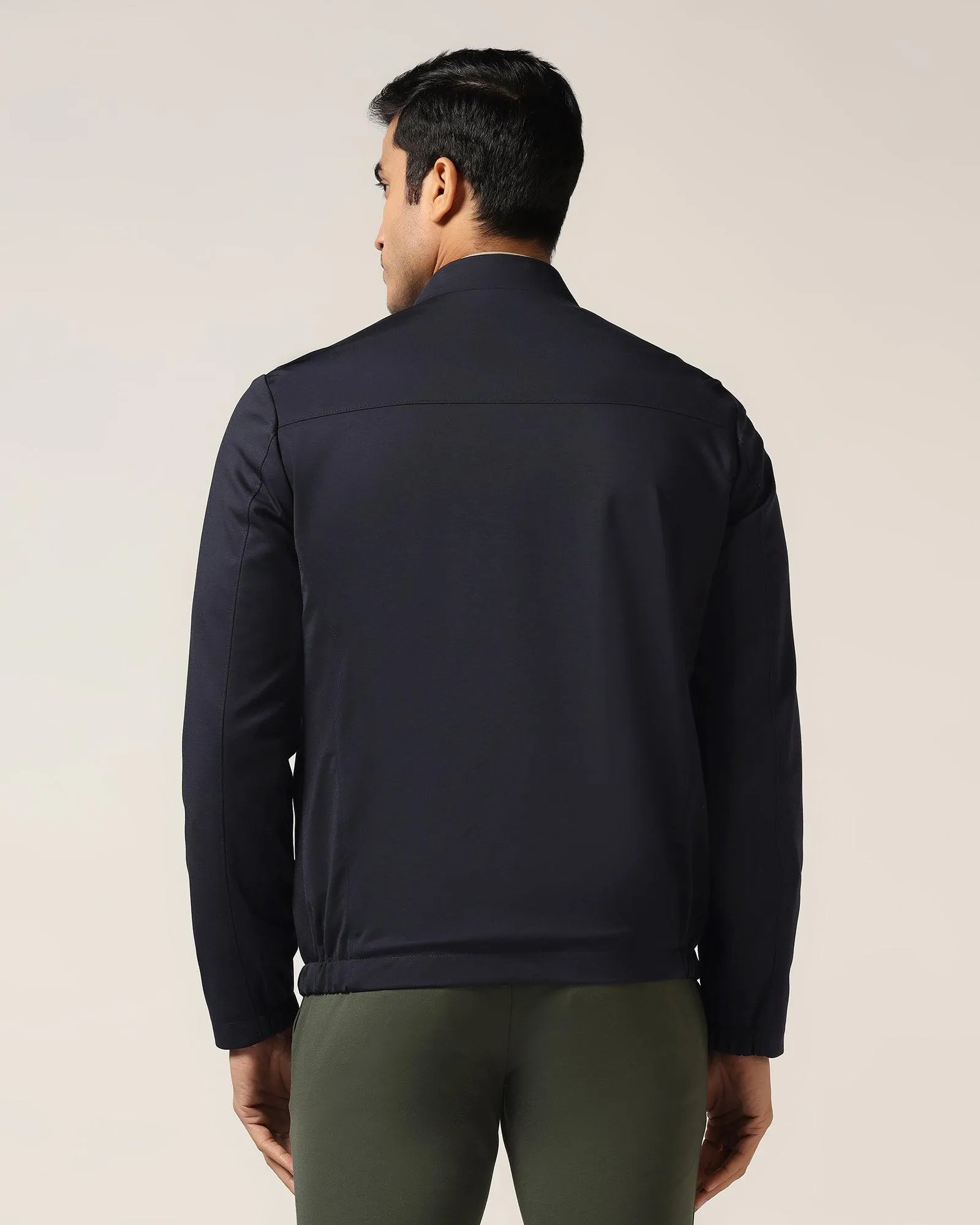 TechPro Navy Solid Zipper Jacket - Main