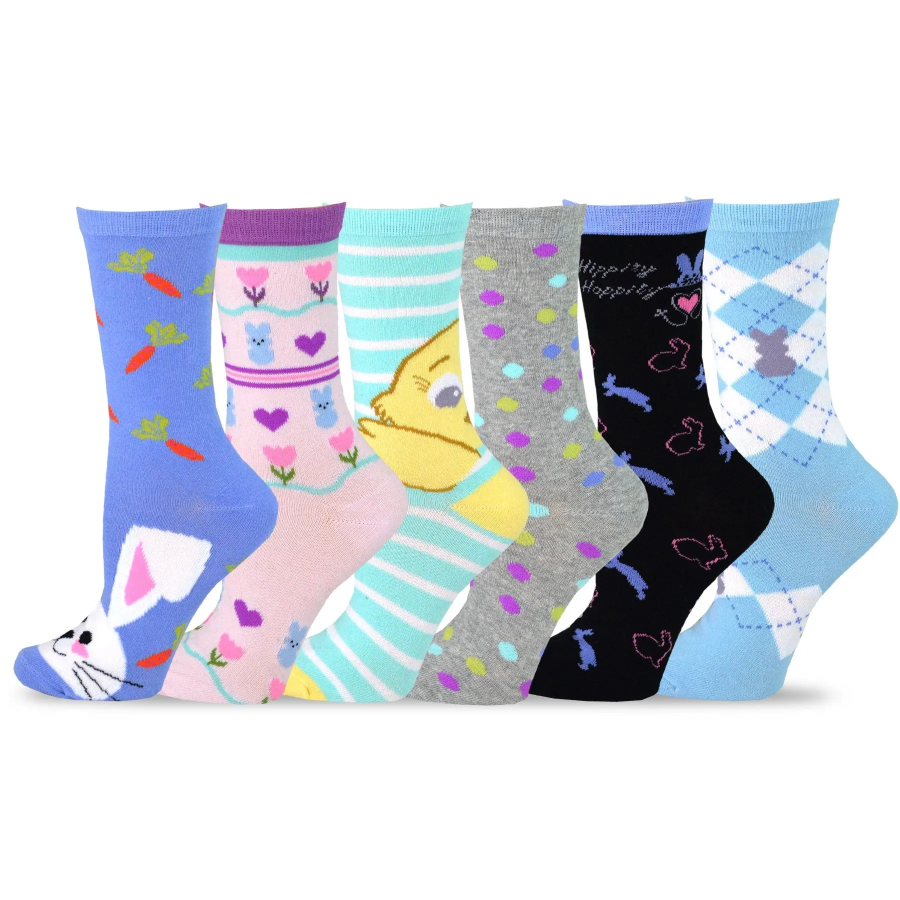 TeeHee Socks Women's Easter Cotton Crew Assorted 6-Pack (12056)