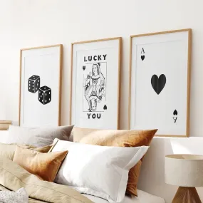 Trendy Playing Card Wall Art Set of 3 Prints